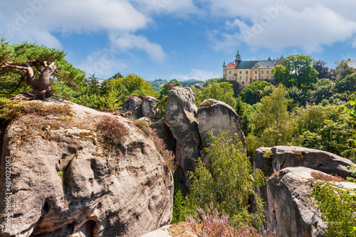 A sandstone rock town near the Rough Rock. Summer landscape of the Czech Paradise, Czech Republic