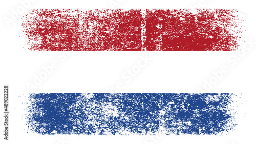 Netherlands Flag Distressed Grunge Vintage Retro. Isolated on White Background (ID: 489022228)