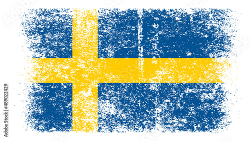 Sweden Flag Distressed Grunge Vintage Retro. Isolated on White Background (ID: 489022429)