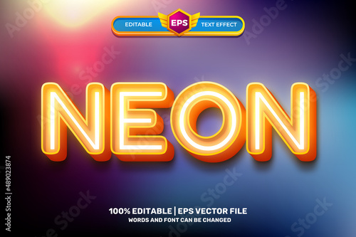 orange neon glow Bold 3D Editable text Effect Style