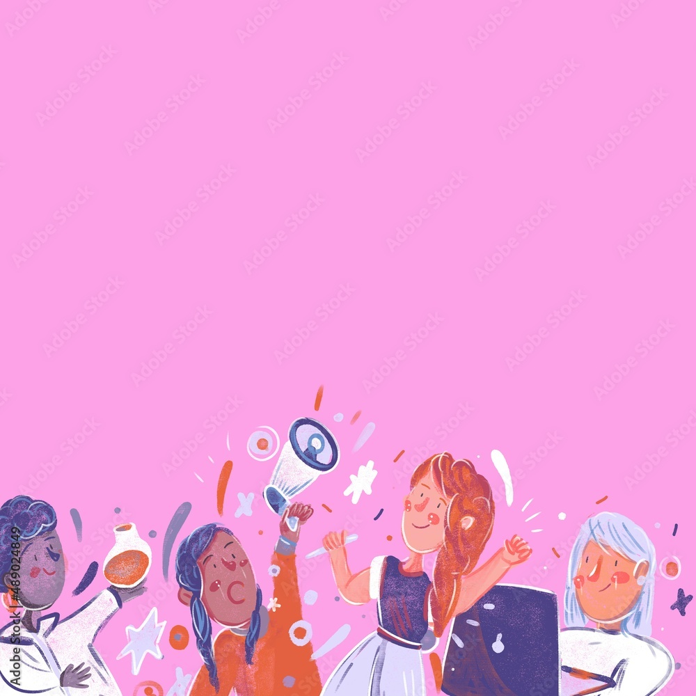 Ilustración de grupo de mujeres trabajadoras e independientes