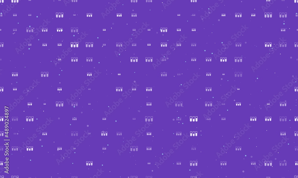 Seamless background pattern of evenly spaced white water game symbols of different sizes and opacity. Vector illustration on deep purple background with stars Seamless background pattern of evenly spaced white water game symbols of different sizes and opacity. Vector illustration on deep purple background with stars