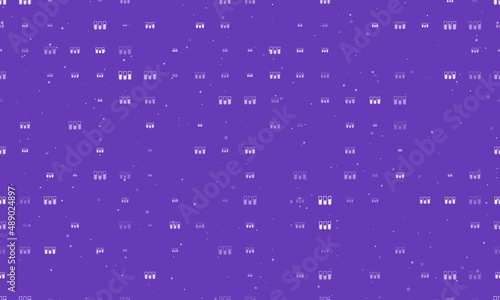 Seamless background pattern of evenly spaced white water game symbols of different sizes and opacity. Vector illustration on deep purple background with stars