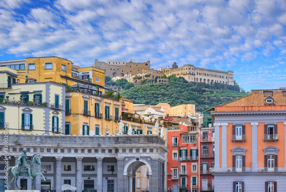 View of Naples cityscape in Italy.