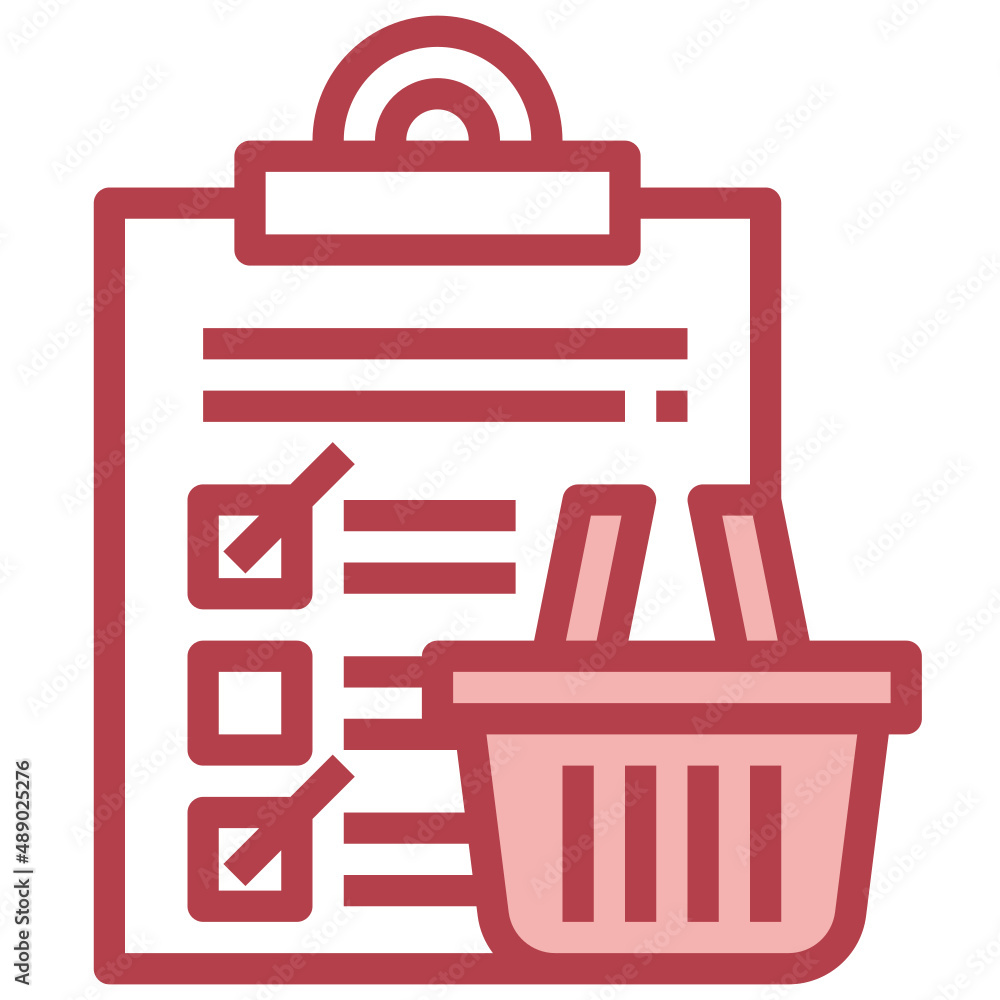 SHOPPING LIST red line icon,linear,outline,graphic,illustration SHOPPING LIST red line icon,linear,outline,graphic,illustration