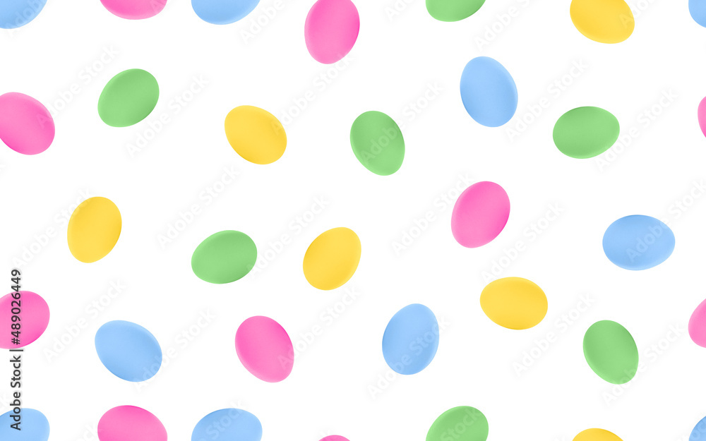 Easter eggs seamless pattern on white background.