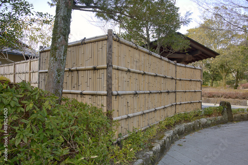 日本庭園の竹塀