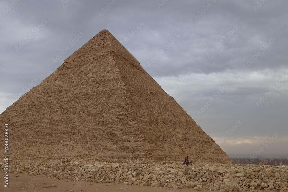 Egypt. Giza. Frontal view of the pyramid. Egypt. Giza. Frontal view of the pyramid.
