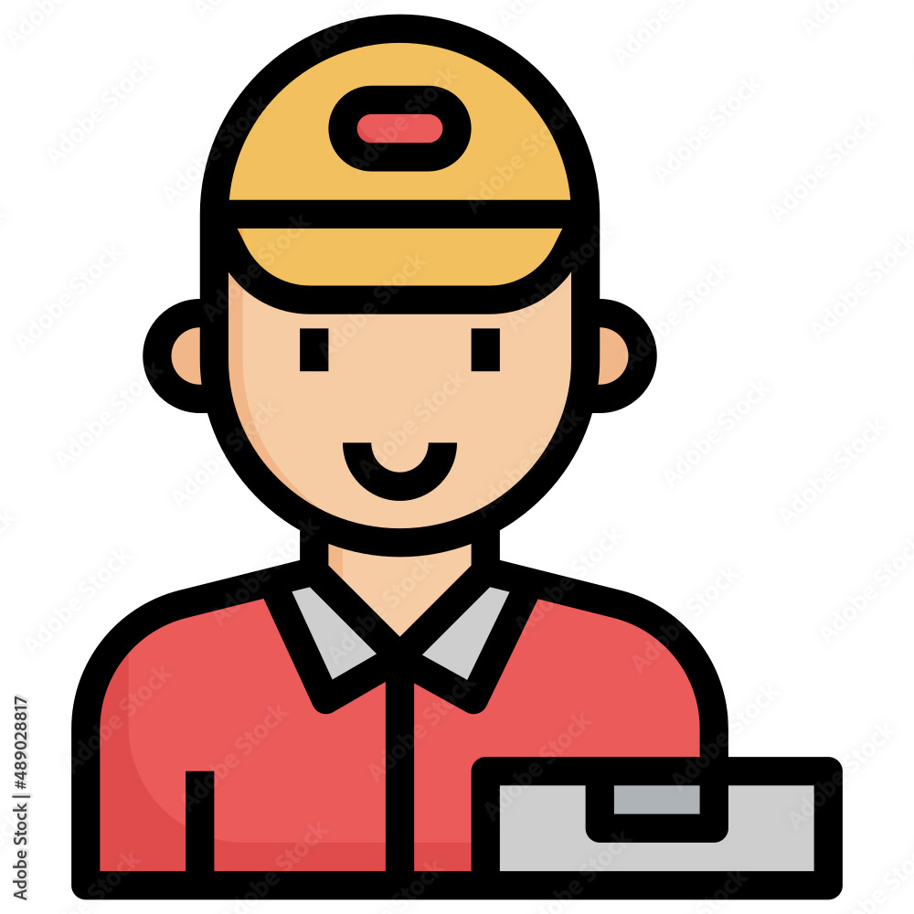DELIVERY MAN filled outline icon,linear,outline,graphic,illustration