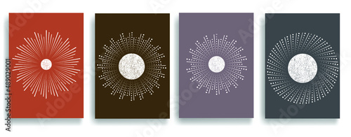 Solar symbol . Vector illustration . Vintage sun logo . Minimal design element . Abstract geometric shape . Sunburst .