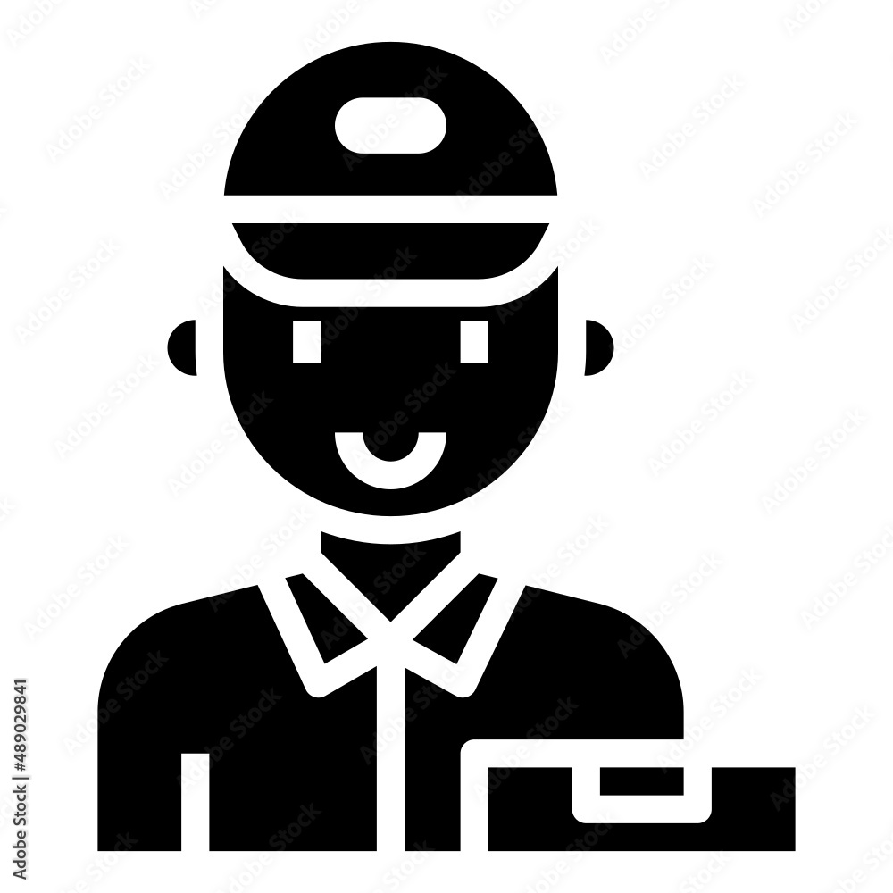 DELIVERY MAN glyph icon,linear,outline,graphic,illustration