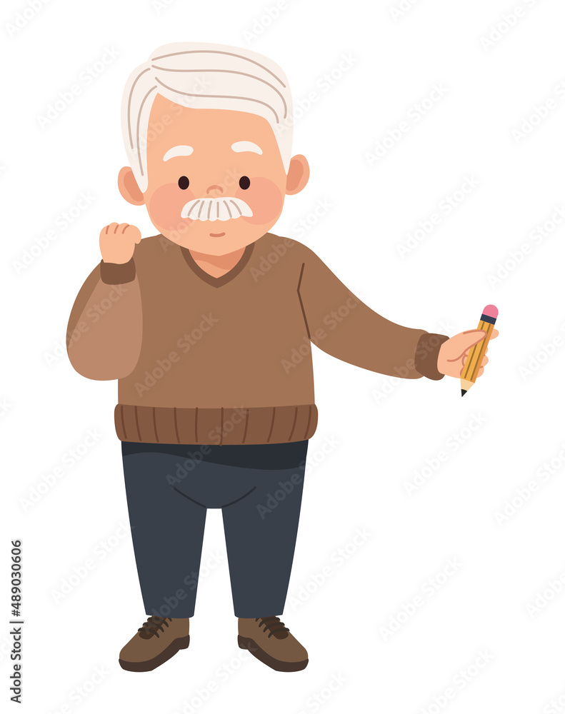 old man with pencil