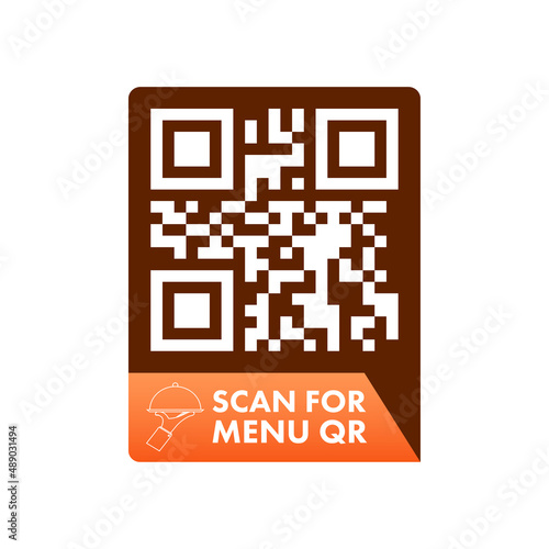 Scan for menu and order. Qr code scan icon. Customer service. Vector stock illustration.