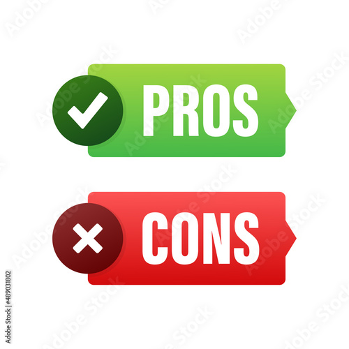 Pros cons comparison, Make Decision, optimal solutions. Correct Wrong. Vector stock illustration.
