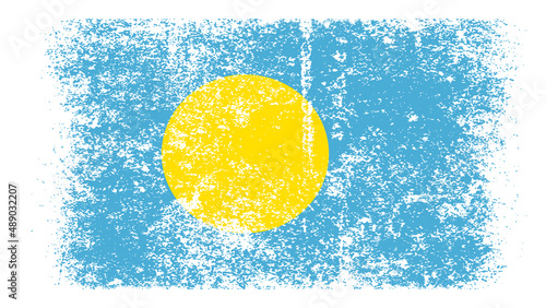 Palau Flag Distressed Grunge Vintage Retro. Isolated on White Background