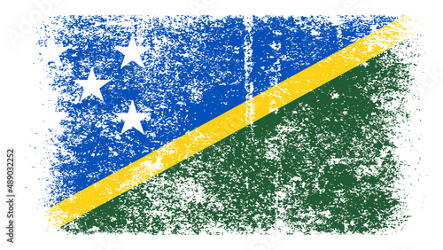 Solomon Islands Flag Distressed Grunge Vintage Retro. Isolated on White Background