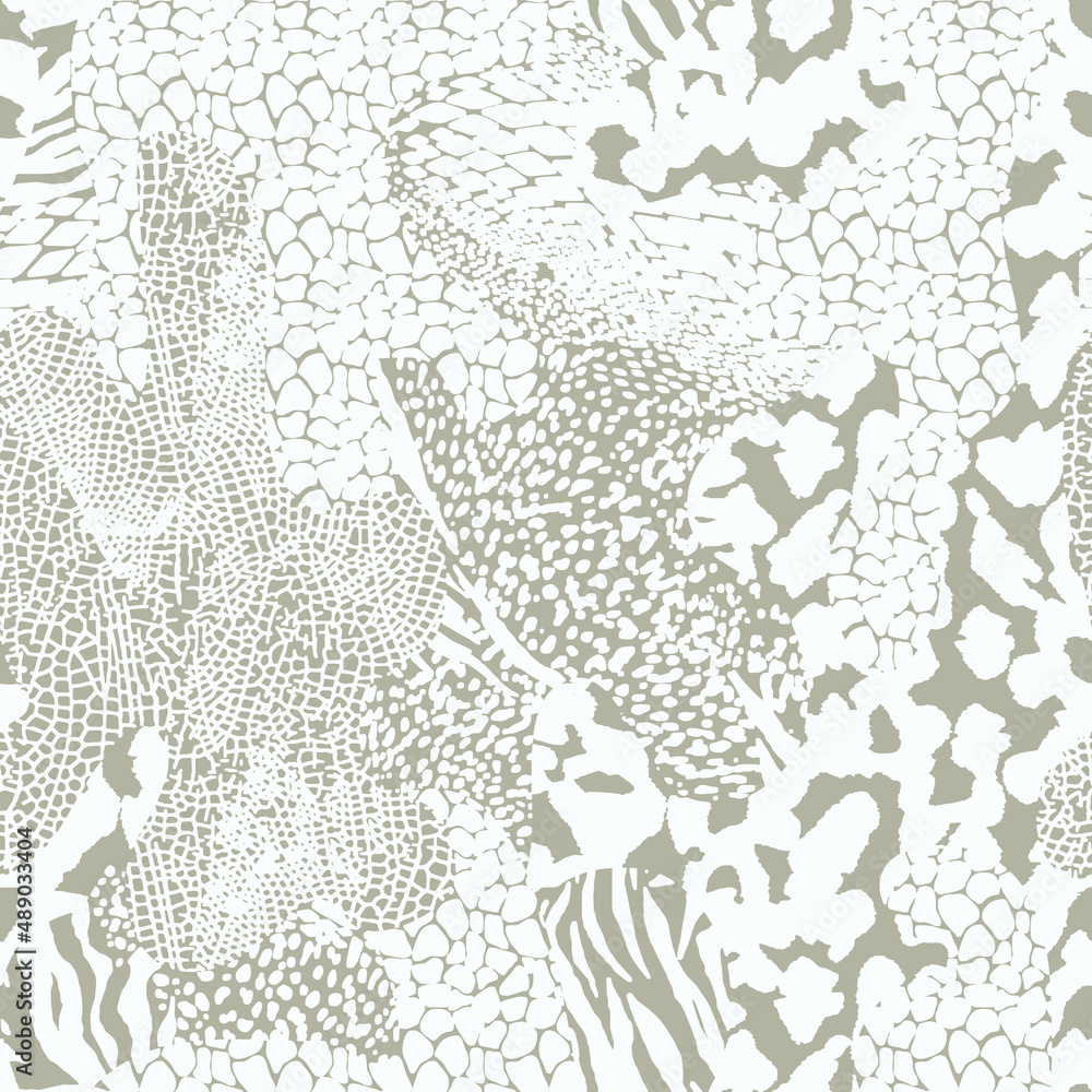 Seamless animal skin fashion patterns. Spotted and striped abstract geometric backgrounds. Set of decorative leopard, tiger and zebra fur textures. Luxury trendy textile print swatches. Seamless animal skin fashion patterns. Spotted and striped abstract geometric backgrounds. Set of decorative leopard, tiger and zebra fur textures. Luxury trendy textile print swatches.