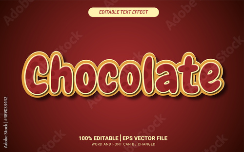Chocolate 3d fully editable text effect food vector design template