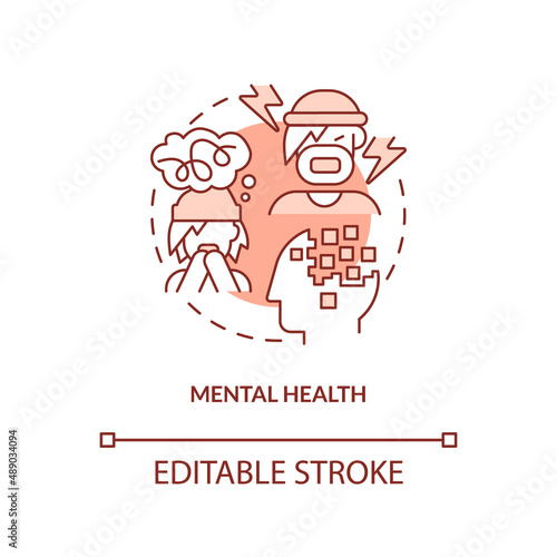 Mental health terracotta concept icon. Homelessness factor abstract idea thin line illustration. Toxic stress experience. Isolated outline drawing. Editable stroke. Arial, Myriad Pro-Bold fonts used