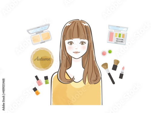 パーソナルカラー秋の女性セットイラスト素材