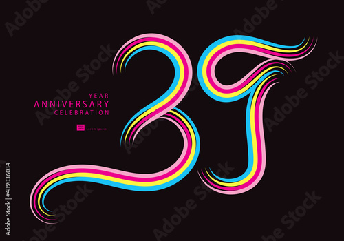 39 years anniversary celebration logotype colorful line vector, 39th birthday logo, 39 number, Banner template, vector design template elements for invitation card and poster, t shirt design vector