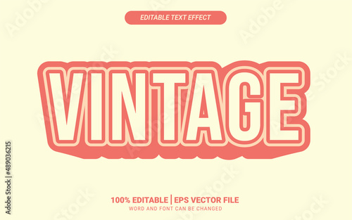 Vintage 3d editable text effect pastel color vector template