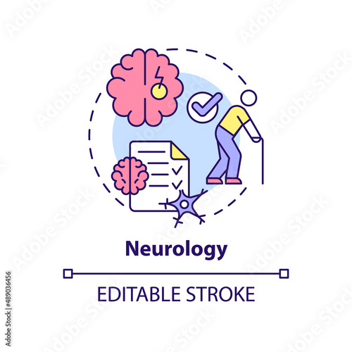 Neurology concept icon. Professional patient care. Service of medical center abstract idea thin line illustration. Isolated outline drawing. Editable stroke. Arial, Myriad Pro-Bold fonts used