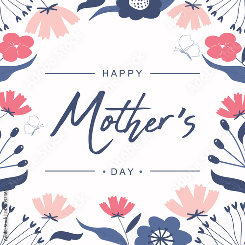 Hand draw style happy mother s day template