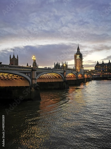 London bridge city skyline at sunset uk