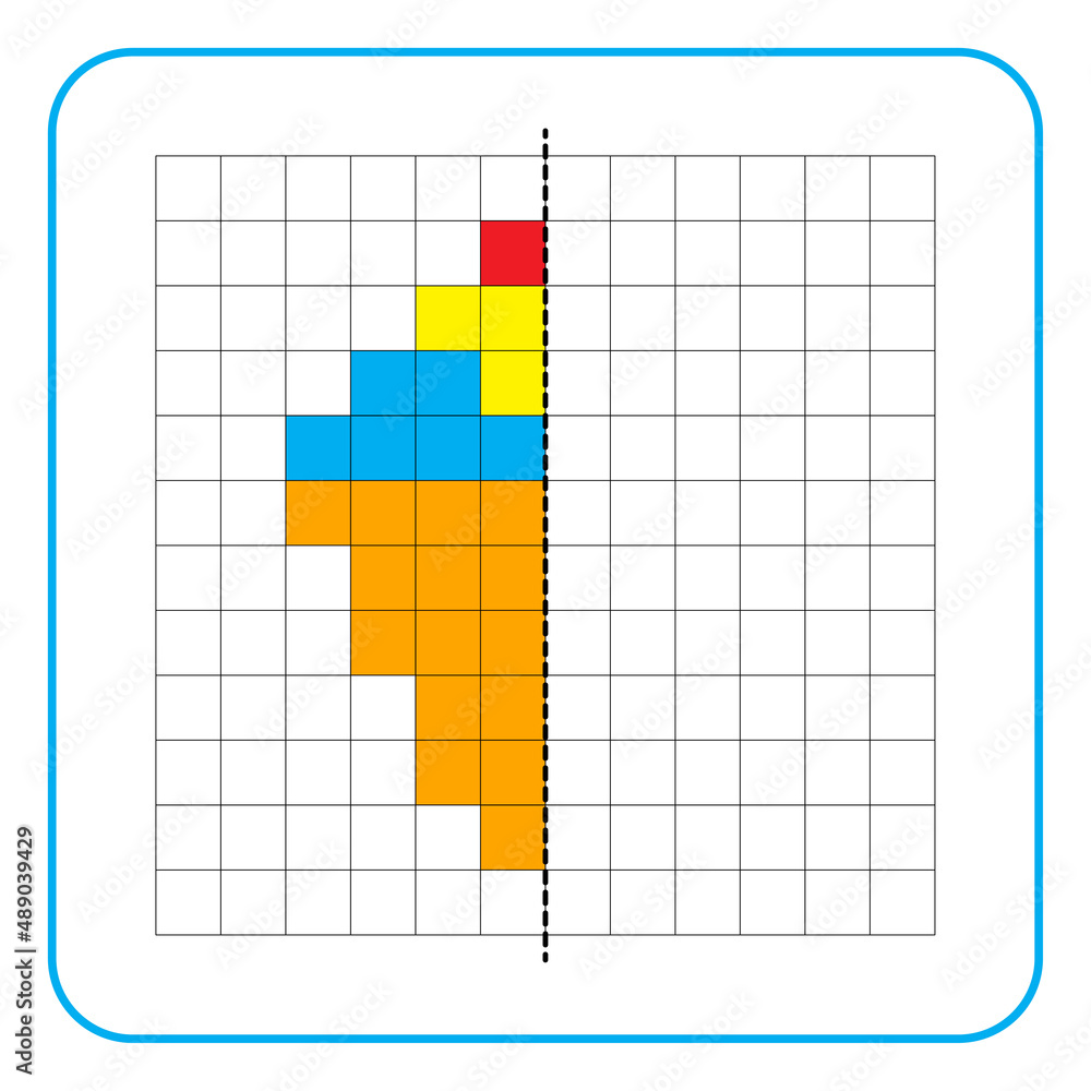 Picture reflection educational game for children. Learn to complete ...