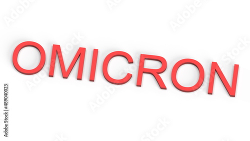 3d rendering illustration of omicron word lettering in red