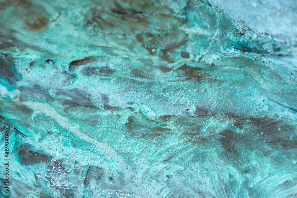 texture of turquoise coating copper rust material abstract close-up
