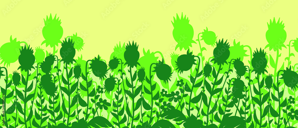Obraz premiumColor image of stylized flowers. Stamp, print on fabric, design, background. Vector drawing.