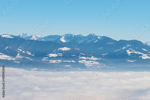 Mist of fog over the swiss and austrian mountains © Robert