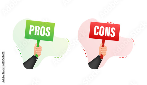 Pros cons comparison, Make Decision, optimal solutions. Correct Wrong. Vector stock illustration.