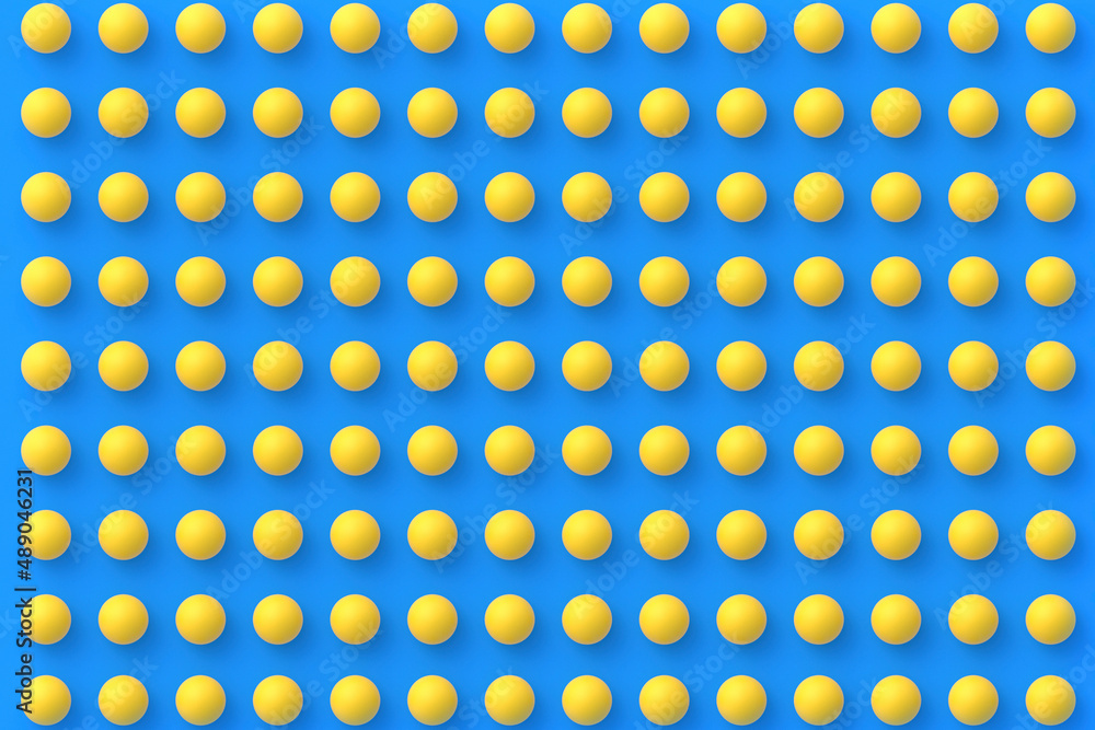 Rows of orange ping pong balls on blue background. 3d render Rows of orange ping pong balls on blue background. 3d render