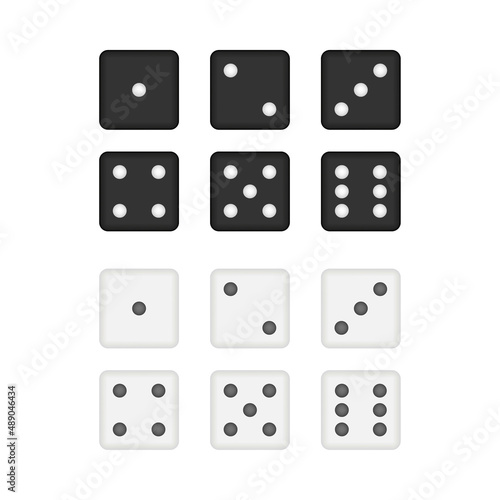 Dice collection. Game dice  cubes. Casino and betting. Vector stock illustration.