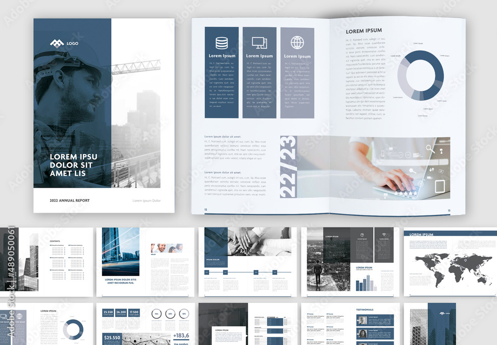 Annual Report with Green Accents Stock Template | Adobe Stock