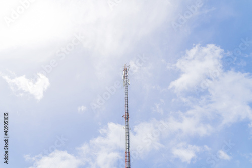 Telecommunication mast TV antennas in the afternoon ,on the hill blue sky with cloud bright at Phuket Thailand. © Stock.Foto.Touch