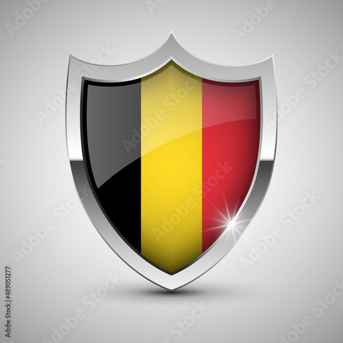 Free Download EPS10 Vector Patriotic shield with flag of Belgium. - GFXLoad