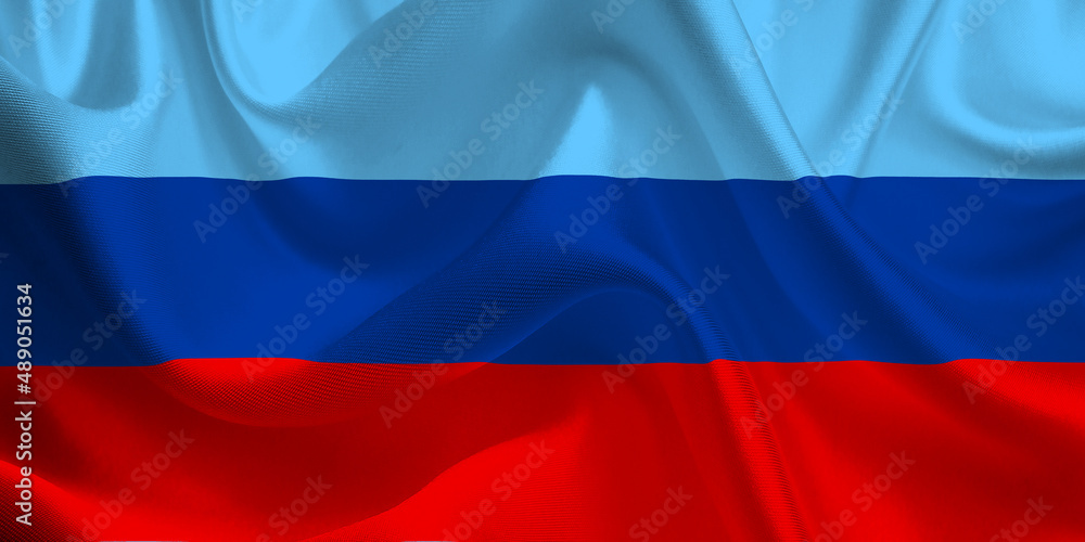 Waving flag of the Luhansk People Republic. Pole Flag in the Wind. National mark. Waving Luhansk Flag. Luhansk Flag Flowing. Waving flag of the Luhansk People Republic. Pole Flag in the Wind. National mark. Waving Luhansk Flag. Luhansk Flag Flowing.