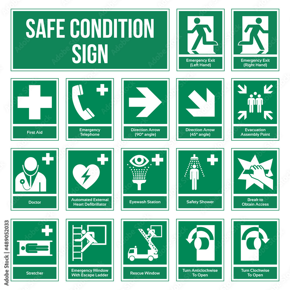Set Of Safe Condition Sign ISO 7010 Sign Safety Poster Sign For set-of-safe-condition-sign-iso-7010-sign-safety-poster-sign-for