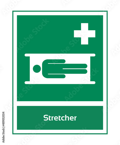 Stretcher. Safe Condition Sign. ISO 7010 Sign. Safety Poster Sign for Factory.