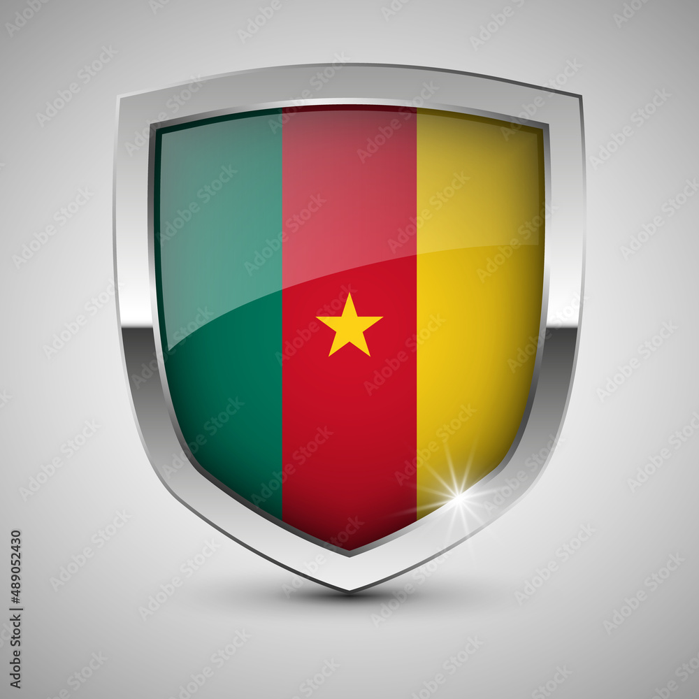 EPS10 Vector Patriotic shield with flag of Cameroon. EPS10 Vector Patriotic shield with flag of Cameroon.