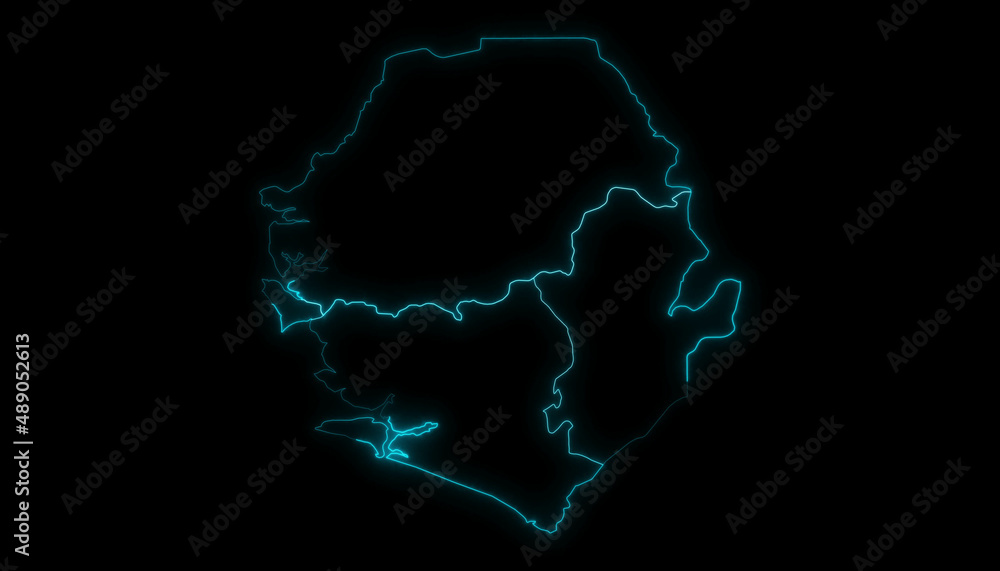 Outline Map of Sierra Leone with Provinces in Black Background