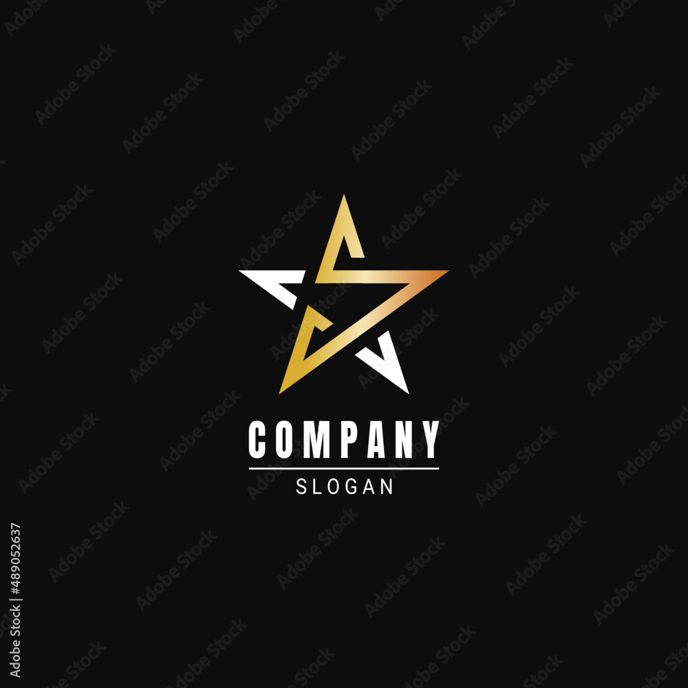 initial letter s star shape logo design
