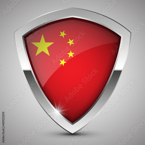Free Download EPS10 Vector Patriotic shield with flag of China. - GFXLoad
