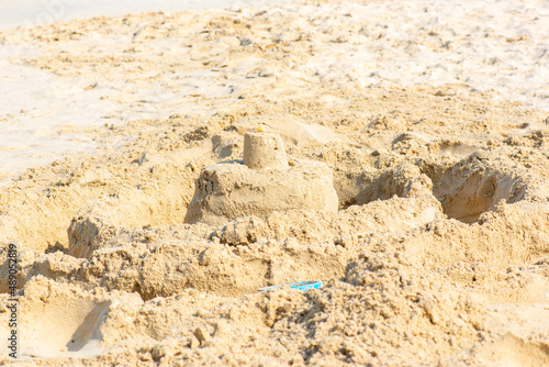 beautiful sand castle in the resort in summer