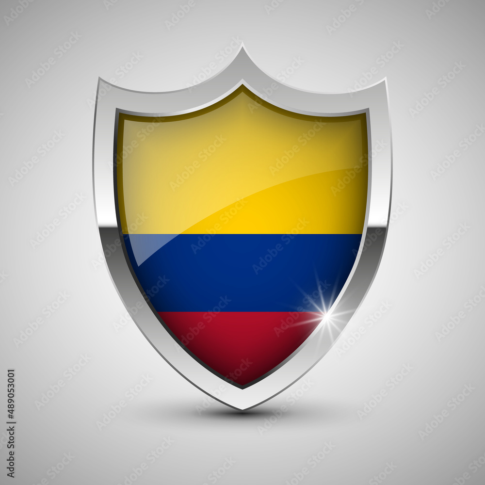 EPS10 Vector Patriotic shield with flag of Colombia. EPS10 Vector Patriotic shield with flag of Colombia.