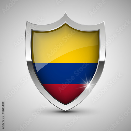 EPS10 Vector Patriotic shield with flag of Colombia. Free Download EPS10 Vector Patriotic shield with flag of Colombia. - GFXLoad
